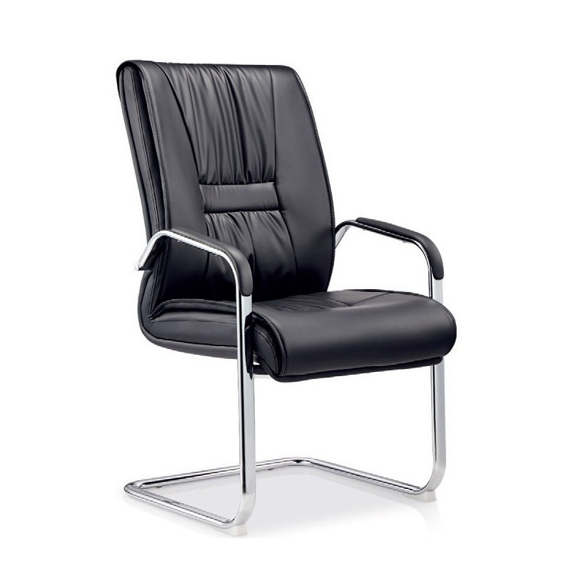 Sillón de oficina FLANDES, fijo de patín, cromado, similpiel negra (Pack de 2 unidades)