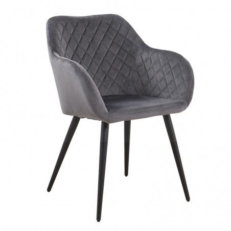 Sillón ROLANDO, metal, tapizado velvet 21 gris oscuro (Pack de 2 unidades)