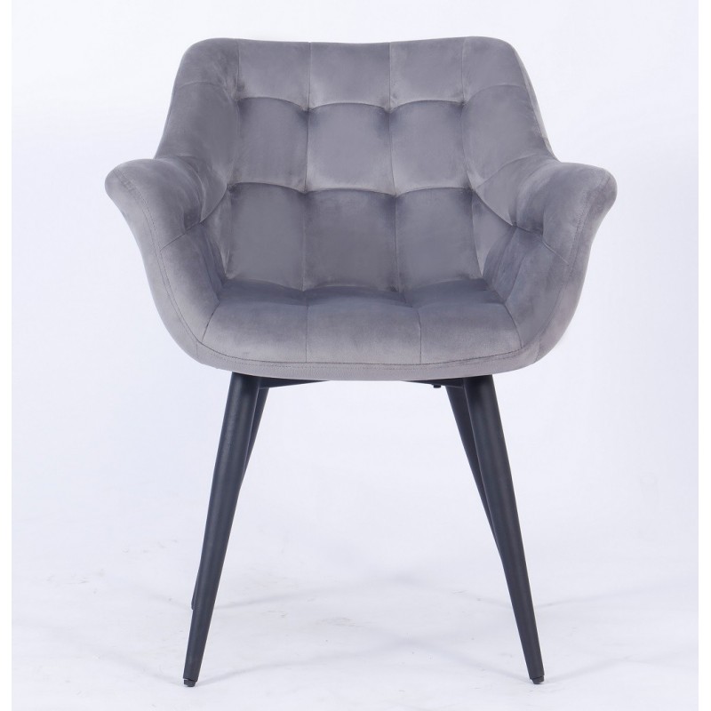 Sillón FABIO, metal, tapizado velvet 19 gris (Pack de 2 unidades)