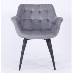 Sillón FABIO, metal, tapizado velvet 19 gris (Pack de 2 unidades)