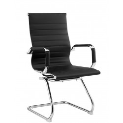 Sillón de oficina OLIVER, fijo de patín, cromado, similpiel negra (Pack de 2 unidades)