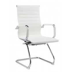 Sillón de oficina OLIVER, fijo de patín, cromado, similpiel blanca (Pack de 2 unidades)