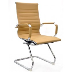 Sillón de oficina OLIVER, fijo de patín, cromado, similpiel marrón claro (Pack de 2 unidades)