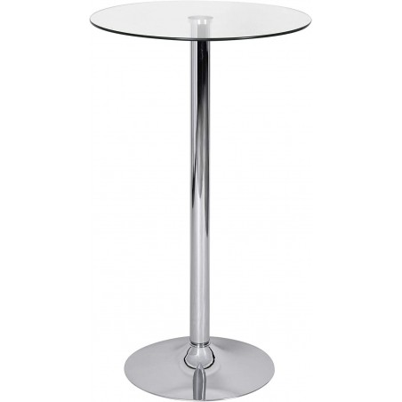 Mesa BERNIE (SU), alta, cromada, cristal 60 cms de diámetro