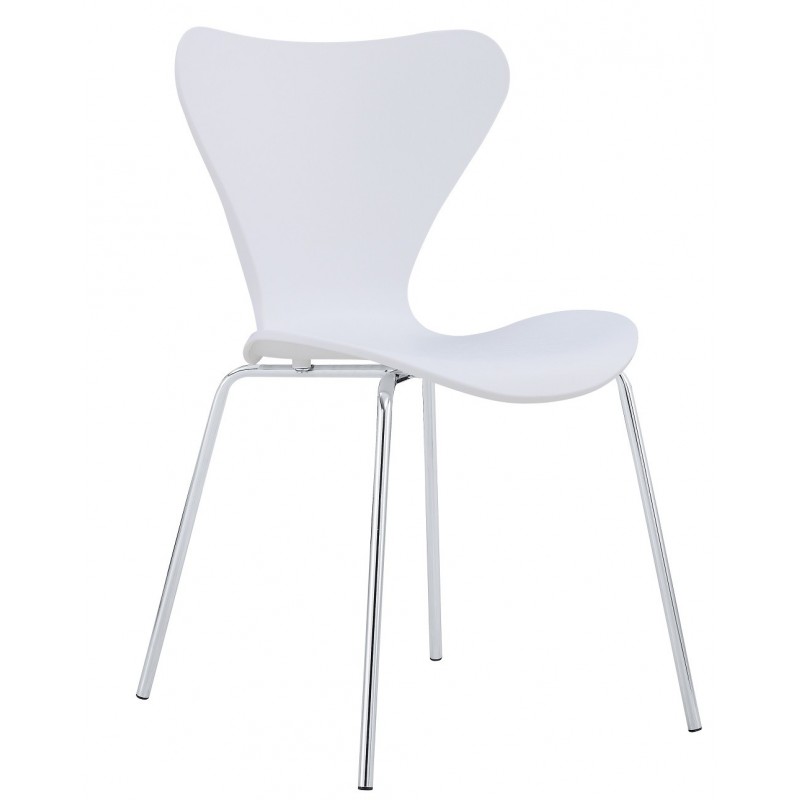 Silla ARNE NEW, cromada, polipropileno blanco (Pack de 4 unidades)