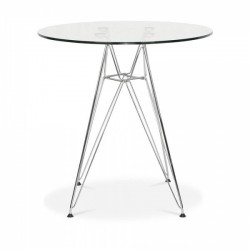 Mesa STAR, cromada, cristal, 90 cms de diámetro