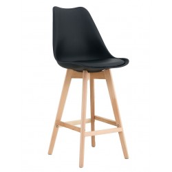 Taburete TORRE (SU), madera, negro, cojín negro (Pack de 4 unidades)