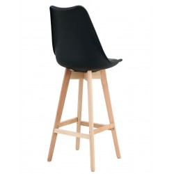 Taburete TORRE (SU), madera, negro, cojín negro (Pack de 4 unidades)