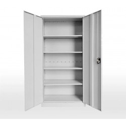 Armario metálico OLIMPO, puertas abatibles, gris ral 7035, 90x46x185 cms