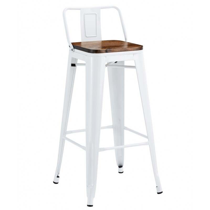 Taburete TOL R1 EK WOOD, acero, blanco, asiento madera (Pack de 5 unidades)