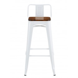 Taburete TOL R1 EK WOOD, acero, blanco, asiento madera (Pack de 5 unidades)