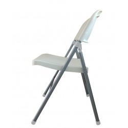 Silla BEACH, plegable, metal plata, polipropileno blanco (Pack de 5 unidades)