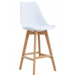 Taburete TORRE (SU), madera, blanco, cojín blanco (Pack de 4 unidades)