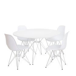 Mesa STAR, cromada, lacada blanca, 120 cms de diámetro