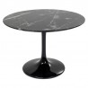 Mesa TUL, fibra de vidrio, mármol marquina negro, 120 cms de diámetro