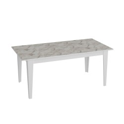 Mesa de comedor SIENA, biIaminado mármol blanco, 180 x 90 cms.