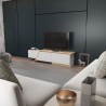 Mueble de TV PRUDENCE, biIaminado blanco con roble, 180 cms.