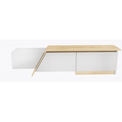 Mueble de TV PRUDENCE, biIaminado blanco con roble, 180 cms.