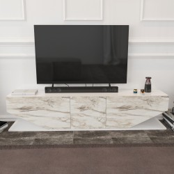 Mueble de TV VIOLET, biIaminado mármol blanco, 180 cms.