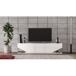 Mueble de TV VIOLET, biIaminado blanco brillo, 180 cms.