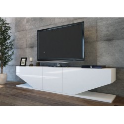 Mueble de TV VIOLET, biIaminado blanco brillo, 180 cms.