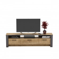 Mueble de TV PHILIPPA, biIaminado roble con gris oscuro, 180 cms.