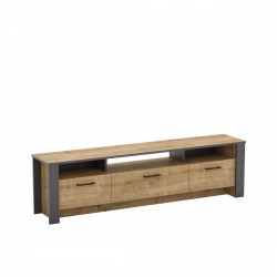 Mueble de TV PHILIPPA, biIaminado roble con gris oscuro, 180 cms.