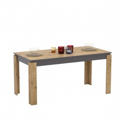 Mesa de comedor PHILIPPA, biIaminado roble con gris oscuro, 160 x 80 cms.