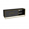 Mueble de TV SIENA, biIaminado mármol negro con metal dorado, 160 cms.