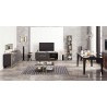 Mueble de TV SIENA, biIaminado mármol negro con metal dorado, 160 cms.