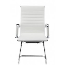 Sillón de oficina OLIVER, fijo de patín, cromado, similpiel blanca (Pack de 2 unidades)