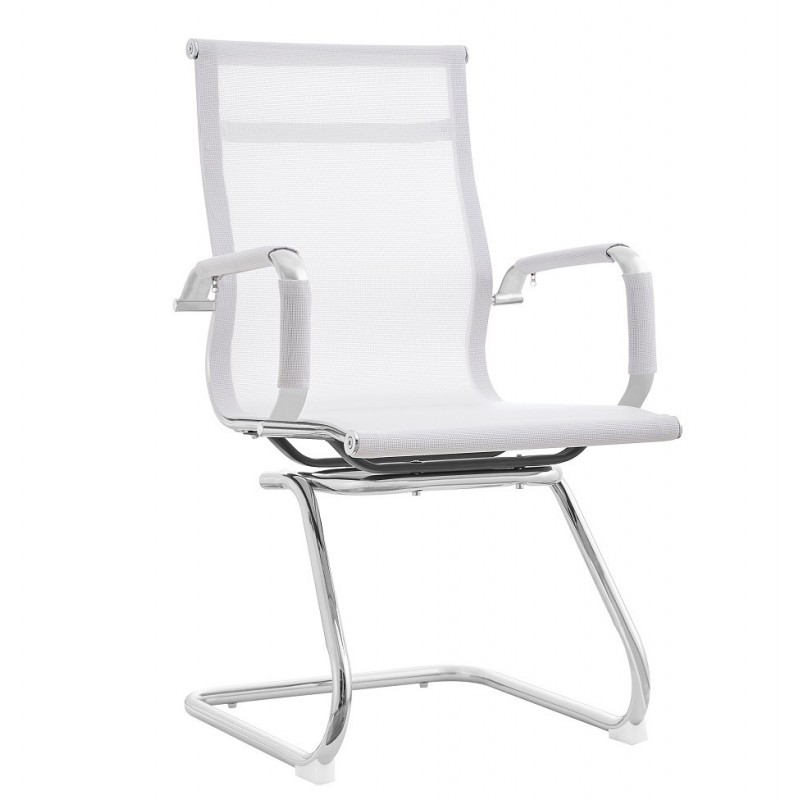 Sillón de oficina IGOR, fijo, cromado, malla blanca (Pack de 2 unidades)