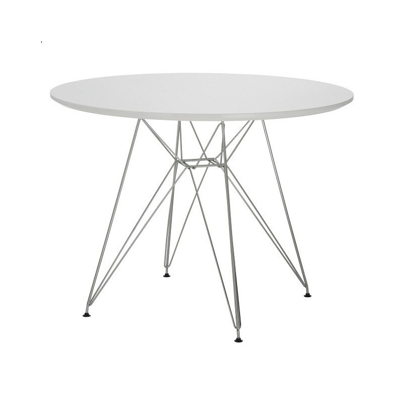 Mesa STAR, cromada, lacada blanca, 100 cms de diámetro