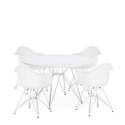 Mesa STAR, cromada, lacada blanca, 100 cms de diámetro