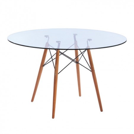 Mesa STAR, madera, cristal, 120 cms de diámetro