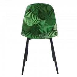 Silla HORUS NEW, metal, tapizado velvet verde con trasera floral a juego (Pack de 4 unidades)