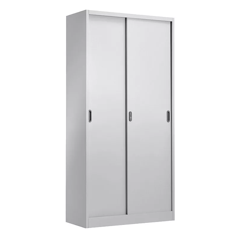 Armario metálico OLIMPO, puertas correderas, gris ral 7035, 90x46x185 cms