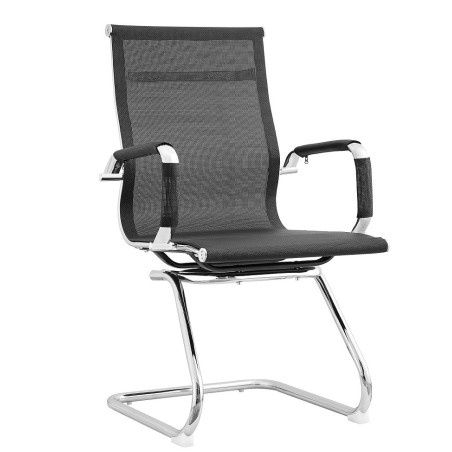 Sillón de oficina IGOR, fijo, cromado, malla negra (Pack de 2 unidades)