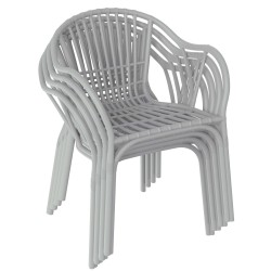 Sillón AMALFI, apilable, polipropileno gris pálido (Pack de 4 unidades)