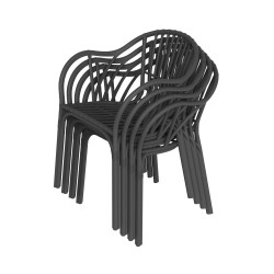 Sillón AMALFI, apilable, polipropileno antracita (Pack de 4 unidades)