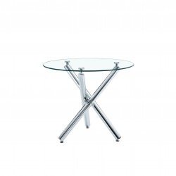 Mesa DESIREE NEW, cromada, cristal, 90 cms diámetro