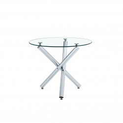 Mesa DESIREE NEW, cromada, cristal, 90 cms diámetro