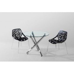 Mesa DESIREE NEW, cromada, cristal, 90 cms diámetro