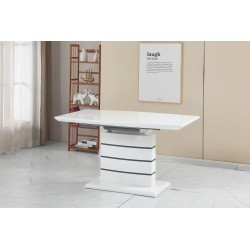 Mesa CHAMBERY, extensible, lacada blanca, 140 ~ 180 x 80 cms