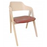 Sillón JARSY, madera de hevea, natural, similpiel marrón (Pack de 2 unidades)