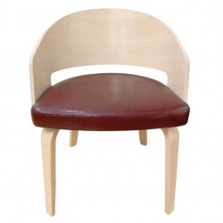 Sillón SINTRA, contrachapado de madera de hevea, natural, similpiel marrón (Pack de 2 unidades)