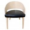 Sillón SINTRA, contrachapado de madera de hevea, natural, similpiel negra (Pack de 2 unidades)