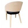 Sillón SINTRA, contrachapado de madera de hevea, natural, similpiel negra (Pack de 2 unidades)