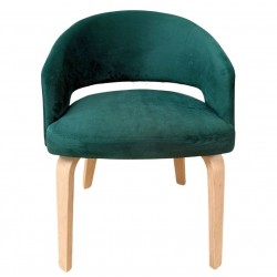 Sillón VISEU, contrachapado de madera de hevea, natural, velvet verde oscuro (Pack de 2 unidades)