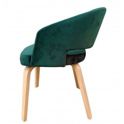 Sillón VISEU, contrachapado de madera de hevea, natural, velvet verde oscuro (Pack de 2 unidades)